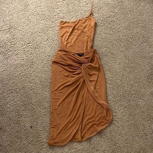 JLUXLABEL - camel 2 piece skirt set